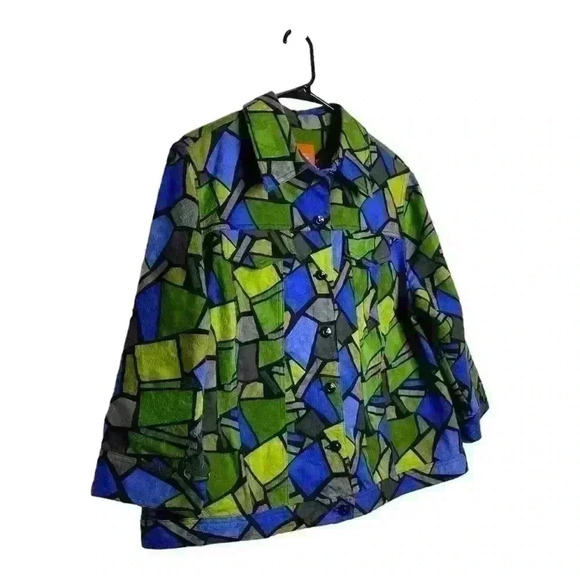 Hearts of palm artistic vibrant color block button front casual blazer-size 16 - Picture 2 of 9